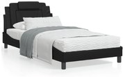 vidaXL Cama com colchão 100x200 cm couro artificial preto