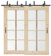 vidaXL Kit de ferragens para porta deslizante 213,5 cm aço preto