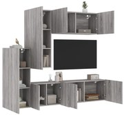 vidaXL 5 pcs móveis de parede p/ TV derivados de madeira cinza sonoma