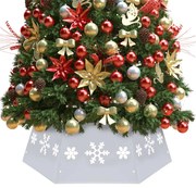 vidaXL Saia para árvore de Natal Ø68x25 cm prateado e branco