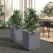 vidaXL Vasos/floreiras 2 pcs 30x30x37 cm polipropileno cinzento azul