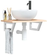 vidaXL Prateleira de parede p/ lavatório aço/madeira carvalho maciça