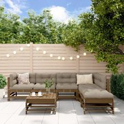 vidaXL 7pcs conj. lounge jardim+almofadões madeira maciça castanho-mel