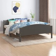 Estrutura de cama 140x200 cm pinho maciço cinzento-escuro