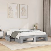 vidaXL Estrutura de cama 150x200 cm derivados de madeira cinza sonoma