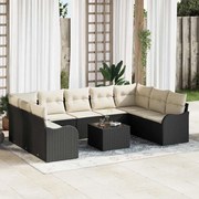 vidaXL Conjunto de Sofá para Jardim de 9 Peças com Almofadas de Rattan Sintético Marrom.