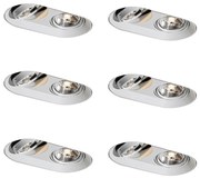Conjunto de 6 focos embutidos arredondados brancos GU10 70mm 2-Light - Hubs