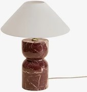 Candeeiro De Mesa Em Pedra Natural Diniz Mármore Vermelho Cherry Gold & Branco Mate Ø35 Cm - ↑15 Cm Graciela - Sklum