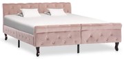 vidaXL Estrutura de cama 140x200 cm veludo cor-de-rosa