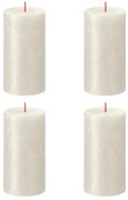 Bolsius Velas rústicas cilíndricas Shimmer 4 pcs 130x68 mm marfim