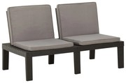 vidaXL Banco lounge de jardim com almofadão plástico cinzento