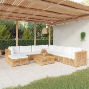vidaXL 9 pcs conjunto lounge jardim c/ almofadões madeira teca maciça
