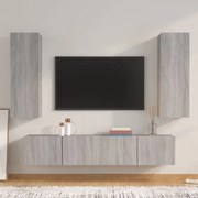 vidaXL Conjunto móveis de TV 4 pcs madeira processada sonoma cinza