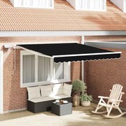 vidaXL Toldo Retrátil Manual Preto 300 x 250 cm Tecido e Aço