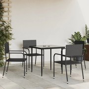 vidaXL 5 pcs conjunto de jantar para jardim vime PE e aço preto