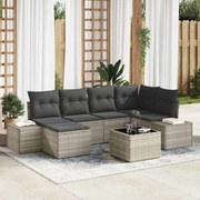 vidaXL Conjunto de Sofá de Jardim de 7 Peças com Almofadas Cinzas em Rattan Sintético