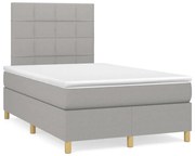 vidaXL Cama boxspring com colchão 120x190 cm tecido cinzento-claro