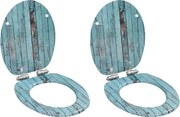 vidaXL Assentos sanita 2 pcs c/ tampas fecho suave MDF design madeira