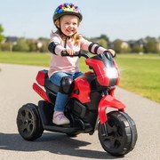 Mota elétrica 6V para crianças com sons, luzes LED, rodas antiderrapantes, botão de arranque para 1-3 anos, Vermelha