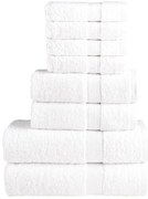 8pcs Conjunto toalhas banho premium SOLUND 600 gsm branco
