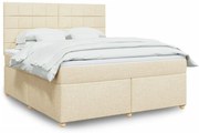 vidaXL Cama com molas/colchão 180x200 cm tecido cor creme