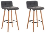 Conjunto de 2 bancos de bar Lincoln em tecido e com estrutura em Cor Natural 42 x 94 x 49 cm Cinzento