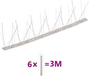 vidaXL Conjunto 6 picos pássaros e pombos 5 filas 3 m aço inoxidável