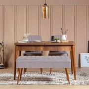 Conjunto de Mesa de Jantar Extensível Vina – Nogueira e Cinza – Mesa 1