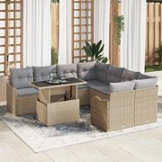 vidaXL Conjunto de Sofá de Jardim 9 Peças com Almofadas Bege
