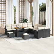 vidaXL Conjunto de Sofá de Jardim 13 Peças com Almofadas Pretas em Rattan e Polipropileno
