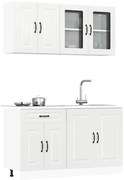 vidaXL 4 peças armário de cozinha conjunto Kalmar branco brilhante