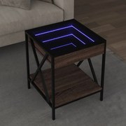 vidaXL Mesa de centro luzes LED Infinity 40x40x49 cm carvalho castanho