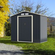 Abrigo de jardim exterior com 4 aberturas de ventilação e portas individuais  213 x 127 x 195 cm Cinzento