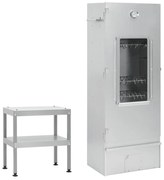 vidaXL Defumador com mesa aço galvanizado