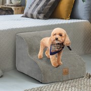 Rampa de espuma para cães Escada de 2 níveis para animais de estimação com cobertura lavável Base antiderrapante Degraus para cães para sofá-cama Cinz