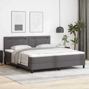 vidaXL Cama Box com Colchão Cinza, Super King, Couro Sintético