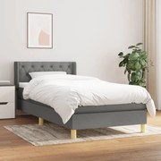 vidaXL Cama com molas/colchão 80x200 cm tecido cinzento-escuro