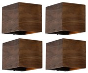 LED Conjunto de 4 Apliques Inteligentes em Madeira de Nogueira com Wi-Fi G9 - Transfer Rústico