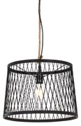 Candeeiro suspenso rural para exterior rattan preto 40 cm - Calamus Rústico