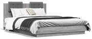 vidaXL Estrutura de cama c/ cabeceira/luzes LED 120x200cm cinza sonoma