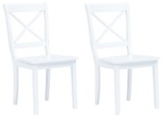 vidaXL Cadeiras de jantar 2 pcs madeira de seringueira maciça branco