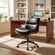 Cadeira de escritório ergonómica, sem braços, com altura ajustável de 85 a 93 cm, encosto reclinável e assento almofadado, preta