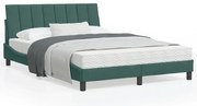 vidaXL Cama com colchão 120x200 cm veludo verde-escuro