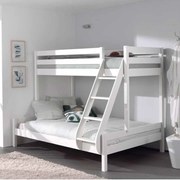 Beliche com Cama Casal PINO (90 x 200 Cm) + (140 x 200 cm) + estrado Branco