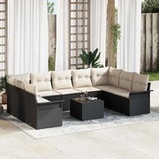 vidaXL Conjunto de 10 Sofás de Jardim com Almofadas Marrom em Rattan Barato