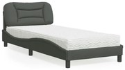 vidaXL Cama com colchão 80x200 cm tecido cinzento-escuro