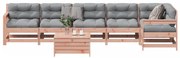 vidaXL 7 pcs conj. lounge jardim com almofadões madeira douglas maciça