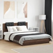 vidaXL Estrutura cama c/ cabeceira derivados madeira carvalho castanho