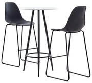 vidaXL 3 pcs conjunto de bar plástico preto