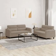 2 pcs conjunto sofás c/ almofadões microfibra cinza-acastanhado